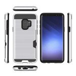 Wholesale Galaxy S9 Credit Card Armor Hybrid Case (Silver)